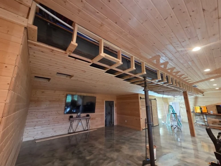 Ceiling framing during Heartland’s interior project